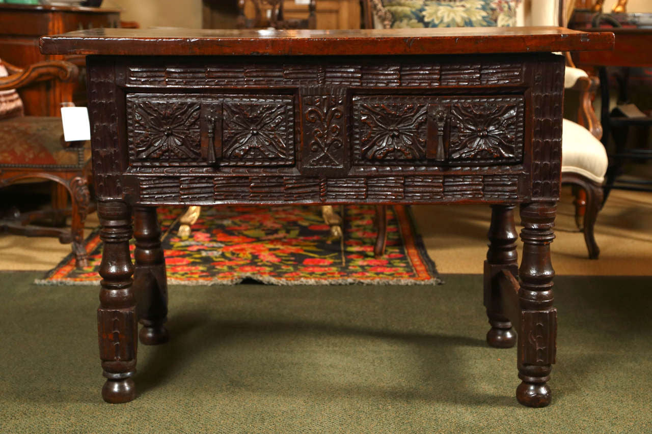 Carved Walnut Spanish Table