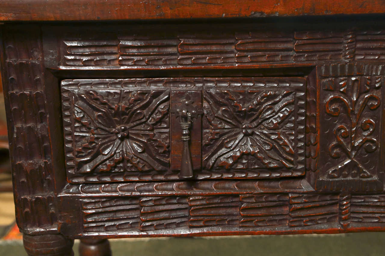 Carved Walnut Spanish Table