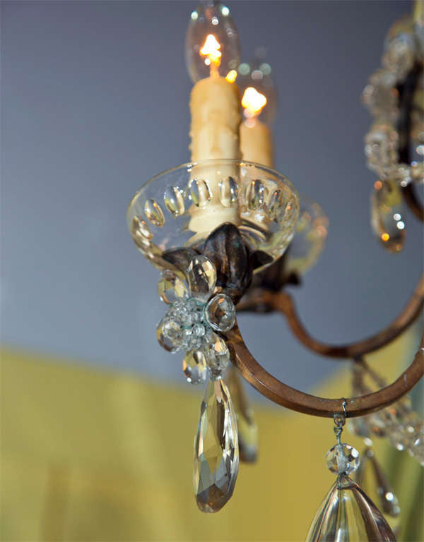 Bronze and Crystal Chandelier