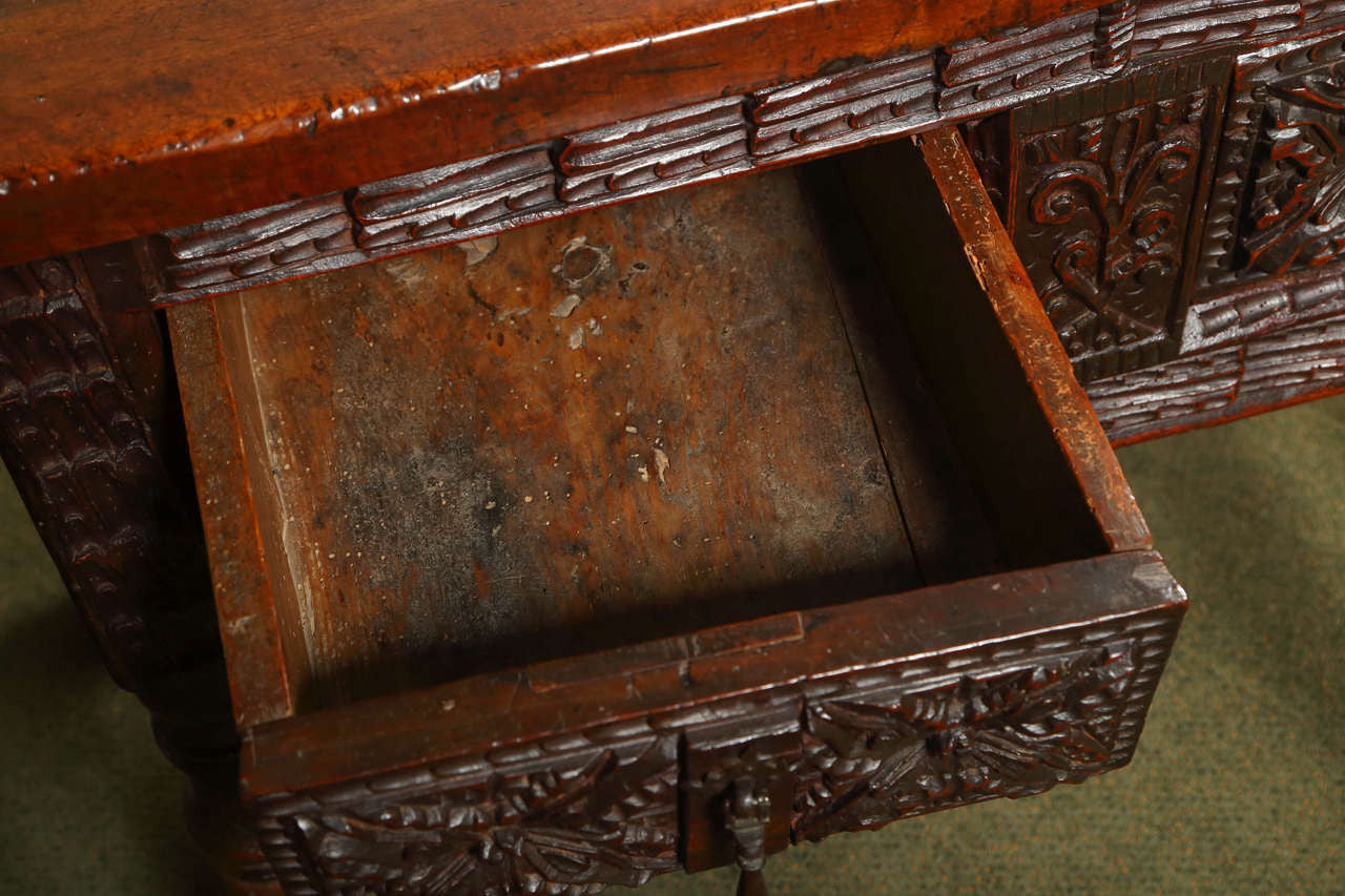 Carved Walnut Spanish Table