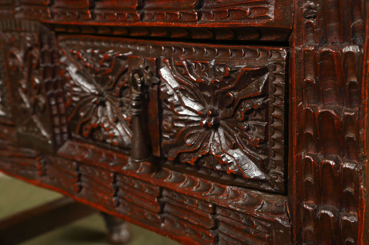 Carved Walnut Spanish Table