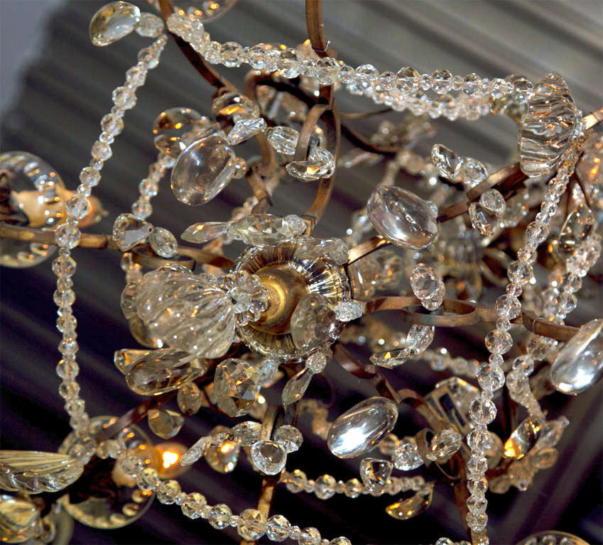 Bronze and Crystal Chandelier