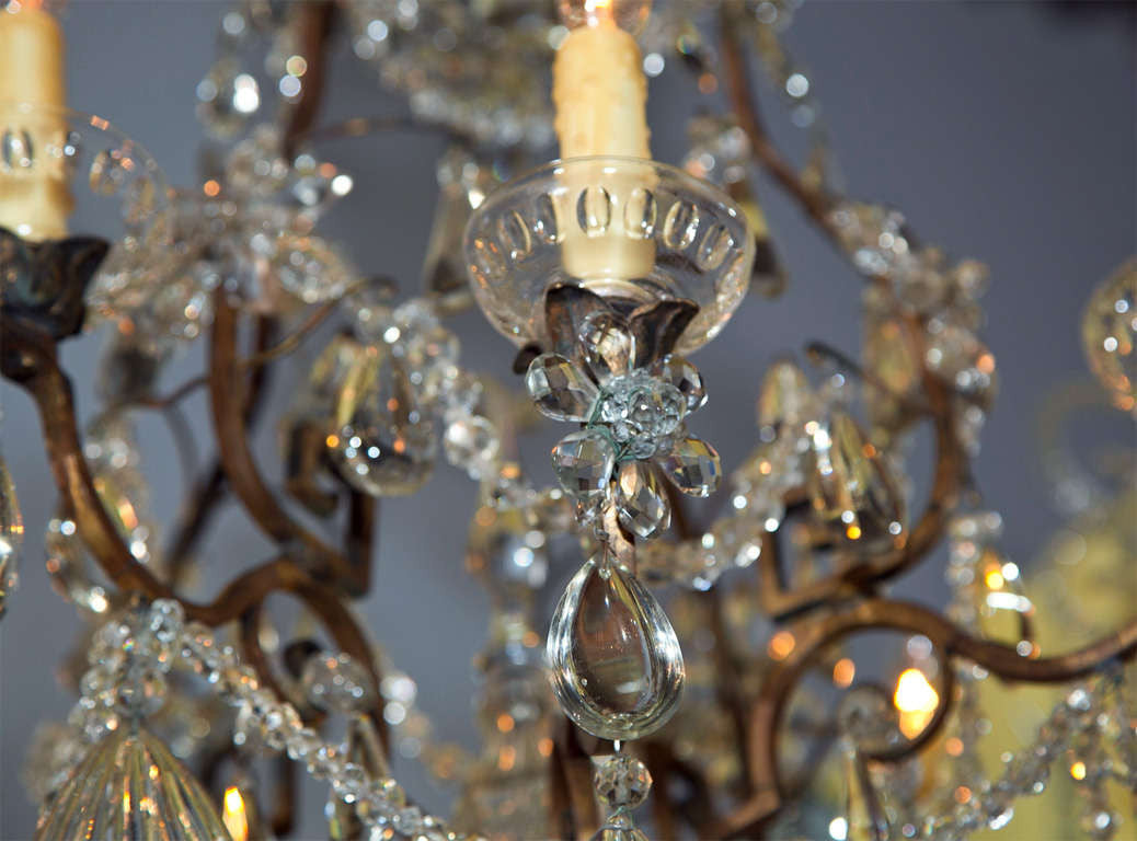 Bronze and Crystal Chandelier
