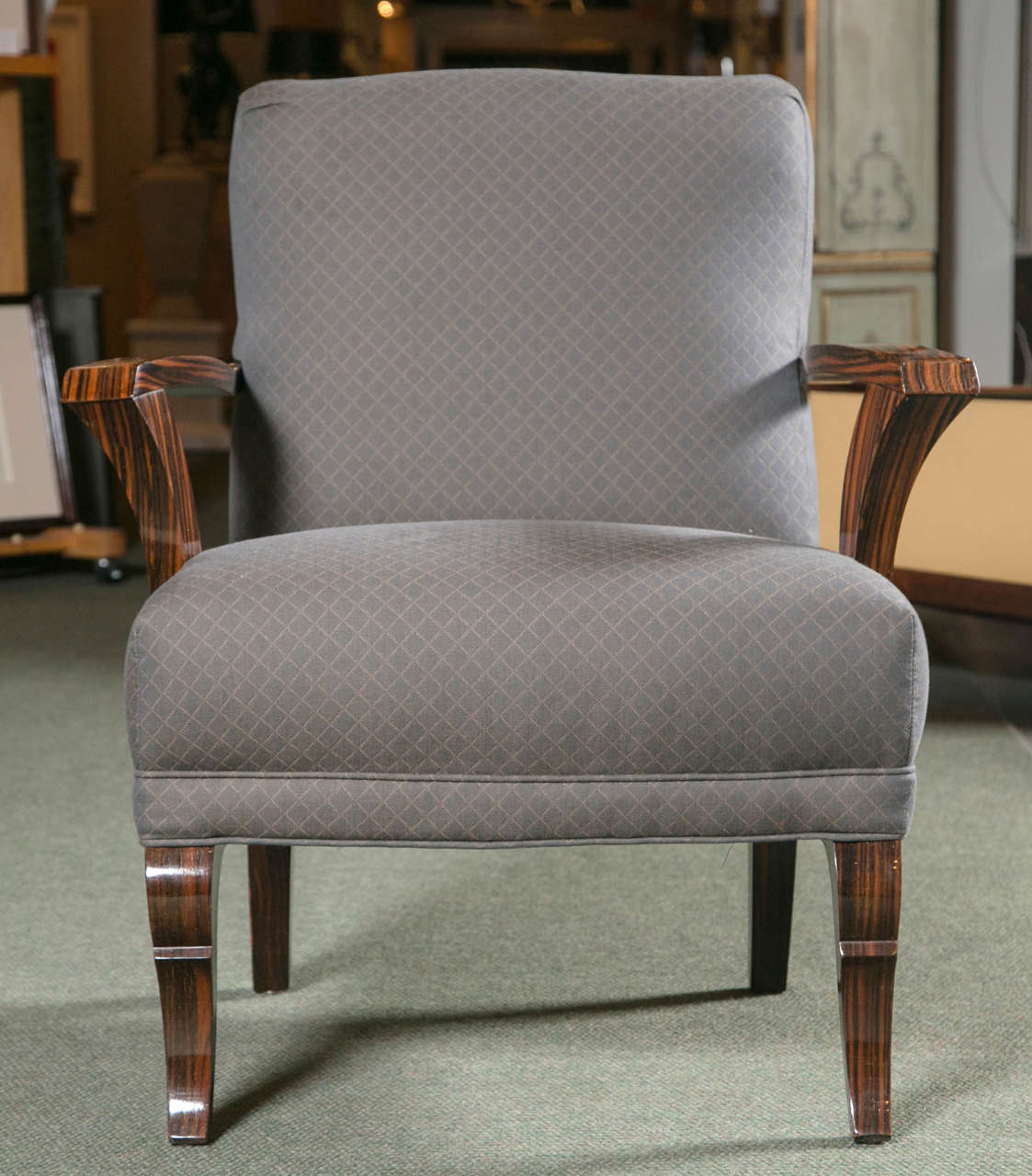 Pair of Upholstered Art Deco Armchairs of Palisander Wood