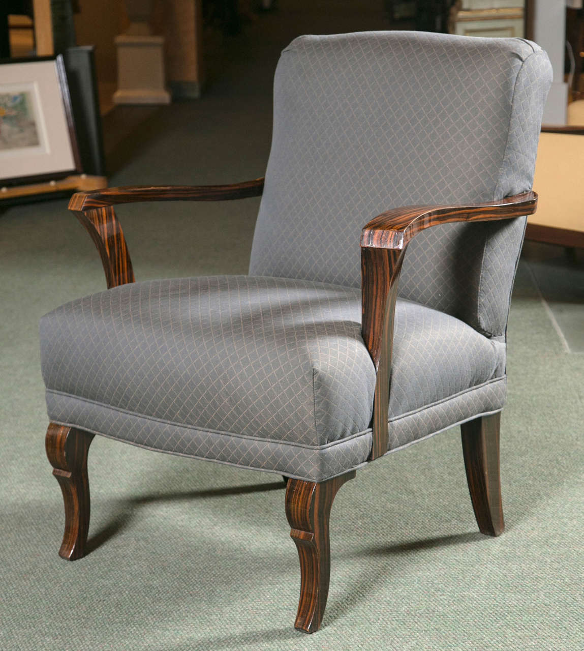 Pair of Upholstered Art Deco Armchairs of Palisander Wood