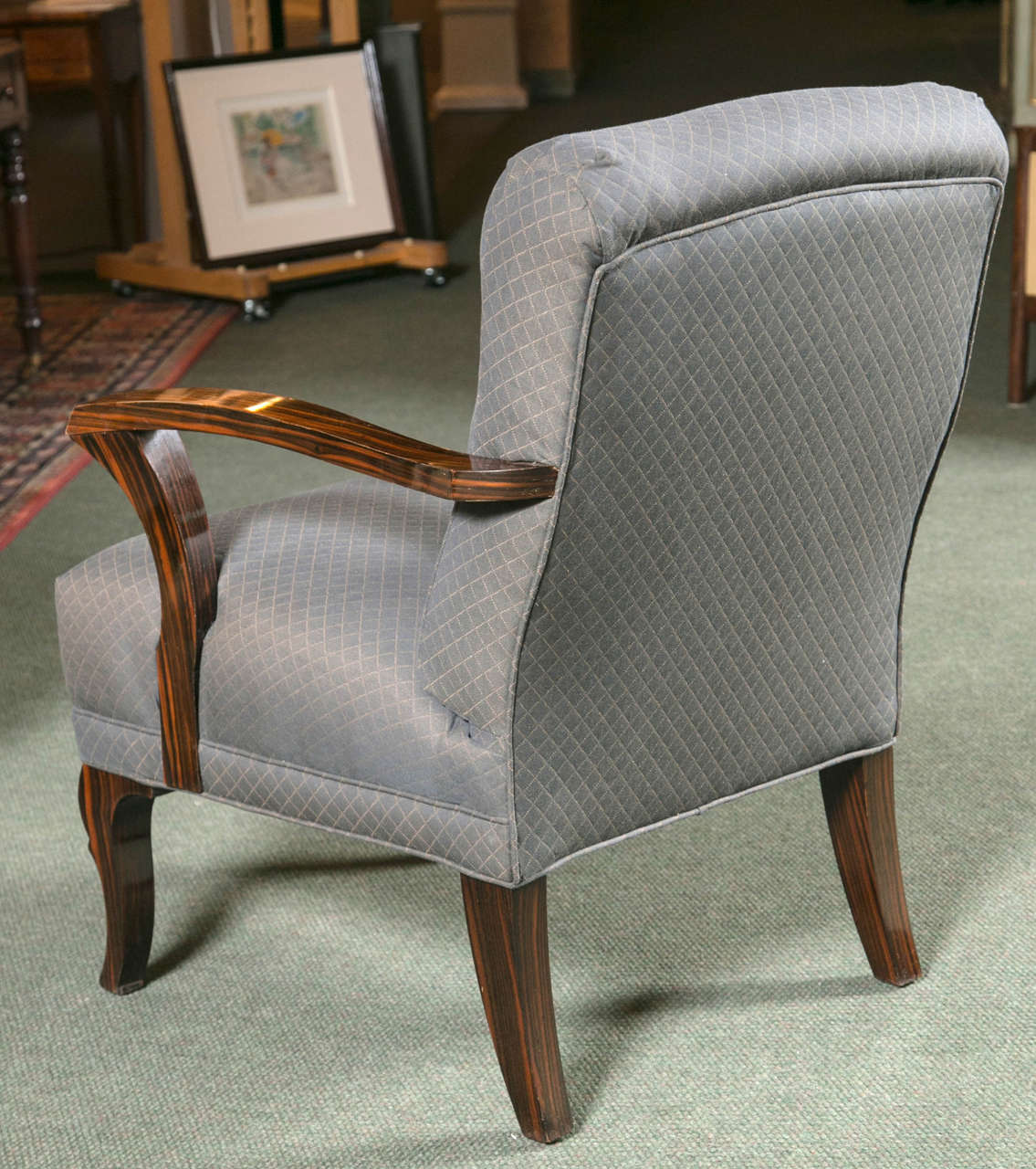 Pair of Upholstered Art Deco Armchairs of Palisander Wood