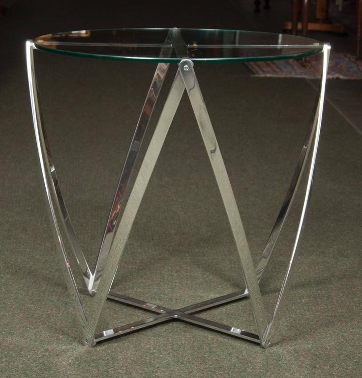 A John Vesey Aluminum & Glass-Top Round Side Table