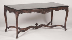 Marble Top Walnut Carved Center Table