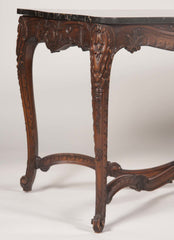 Marble Top Walnut Carved Center Table
