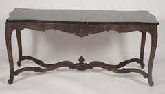 Marble Top Walnut Carved Center Table