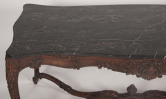 Marble Top Walnut Carved Center Table