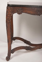 Marble Top Walnut Carved Center Table