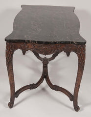 Marble Top Walnut Carved Center Table