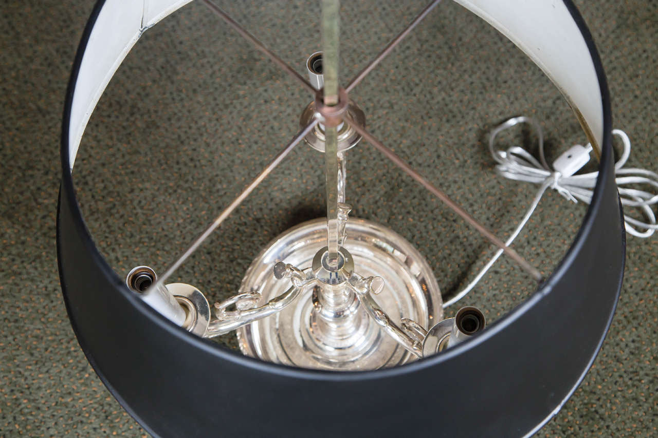 French Silver Plated Bronze Bouillotte Lamp