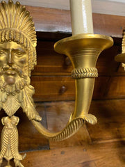 Pair 19th Century French Neoclassical Gilt Bronze Wall Sconces