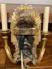 Pair 19th Century French Neoclassical Gilt Bronze Wall Sconces