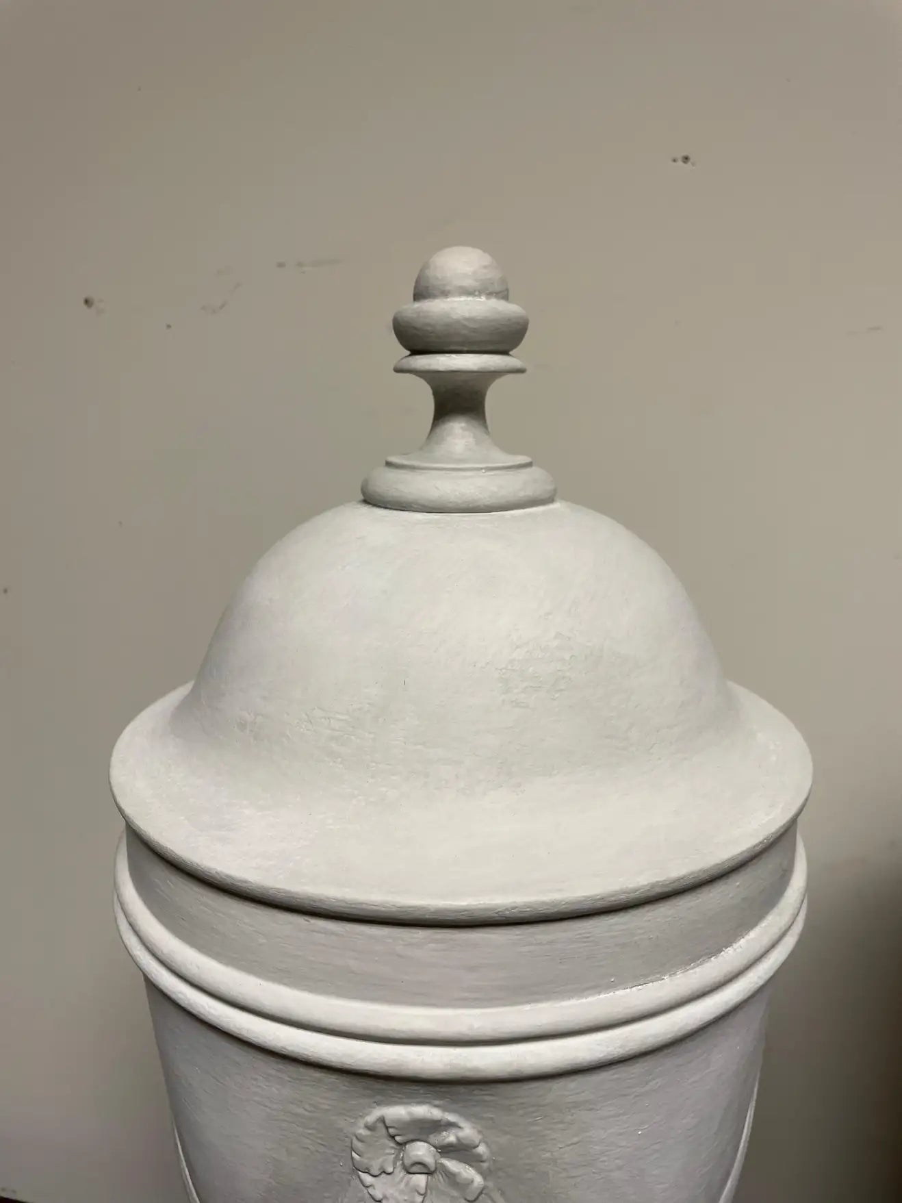 Pair Neoclassical Style Gray Painted Mahogany Urns