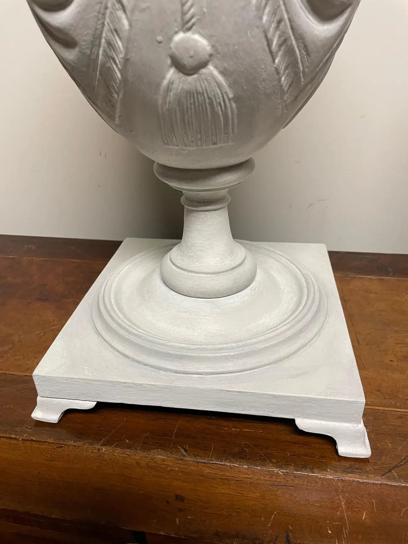 Pair Neoclassical Style Gray Painted Mahogany Urns