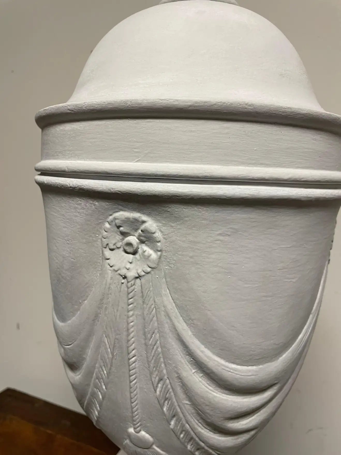 Pair Neoclassical Style Gray Painted Mahogany Urns