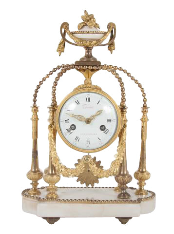 An 18th Century Gilt Bronze French Portico Clock