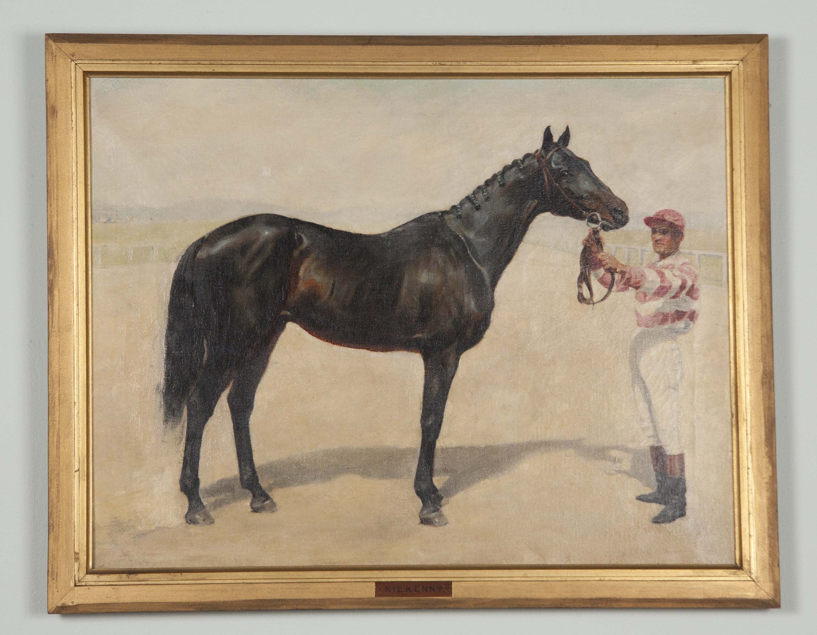 Three Oil on Canvas Paintings of Steeplechase Horses and Jockeys by George Lee