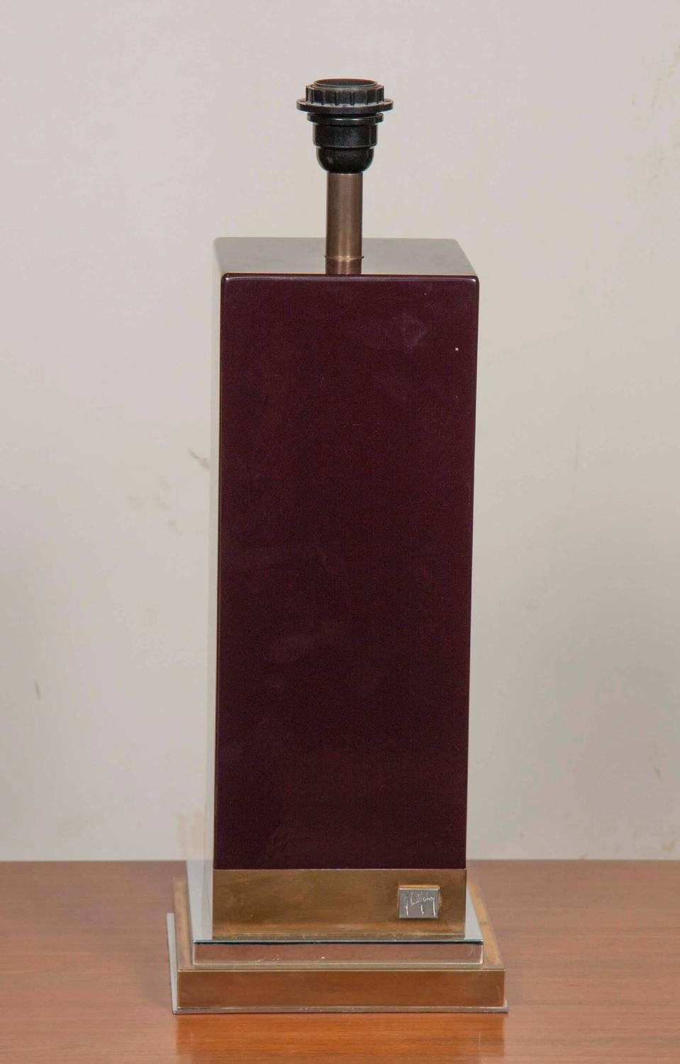 Pair of Purple Lacquered Lamps by Jean Claude Mahey
