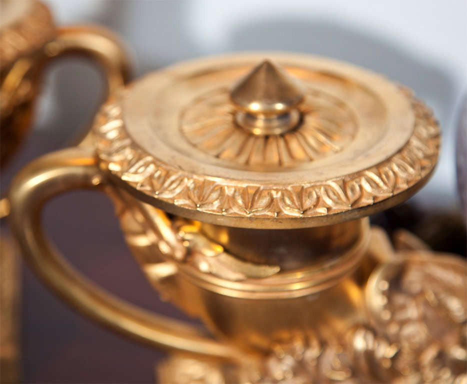 Bronze Dore Oil Lamps by Thomas Messenger