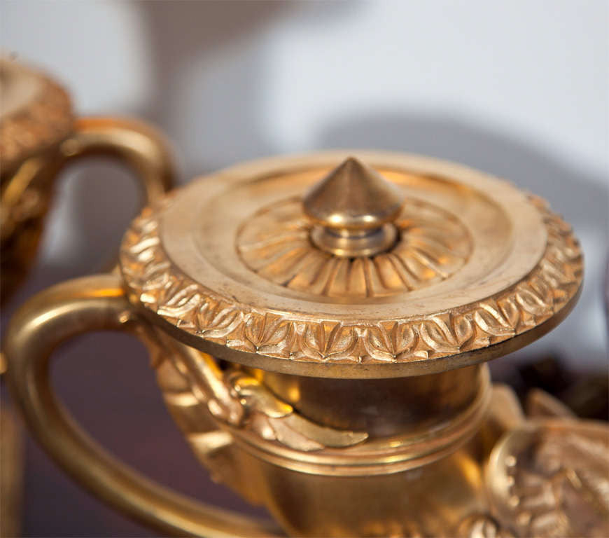 Bronze Dore Oil Lamps by Thomas Messenger