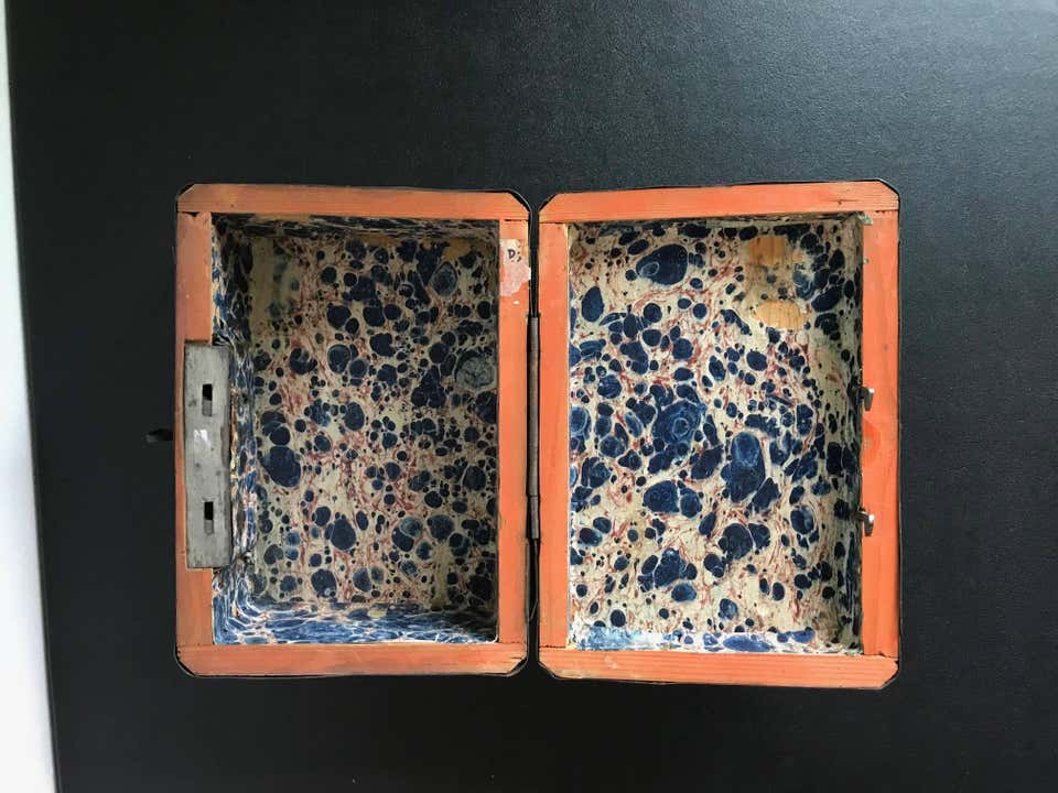 Russian Gilt Iron-Bound Box with Original Key