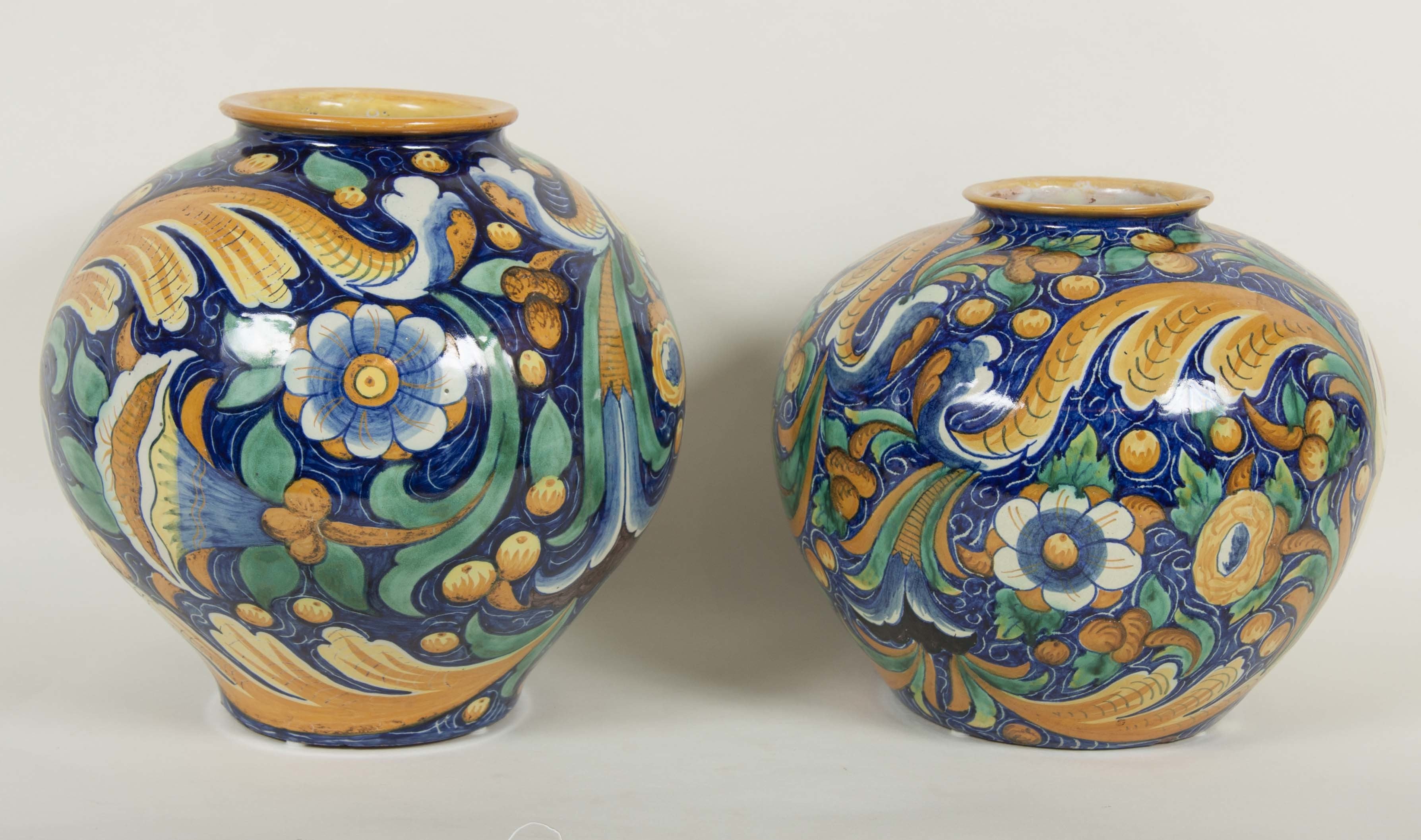 Two Polychrome Majolica Jars, Priced Individually