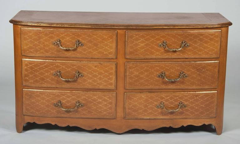 Pair of French Regence Style Leather Commodes