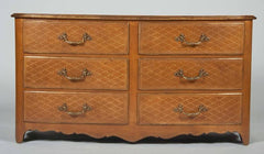 Pair of French Regence Style Leather Commodes