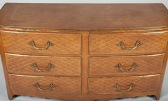 Pair of French Regence Style Leather Commodes
