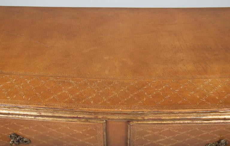 Pair of French Regence Style Leather Commodes