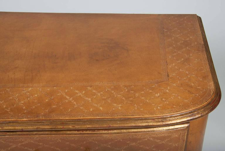 Pair of French Regence Style Leather Commodes