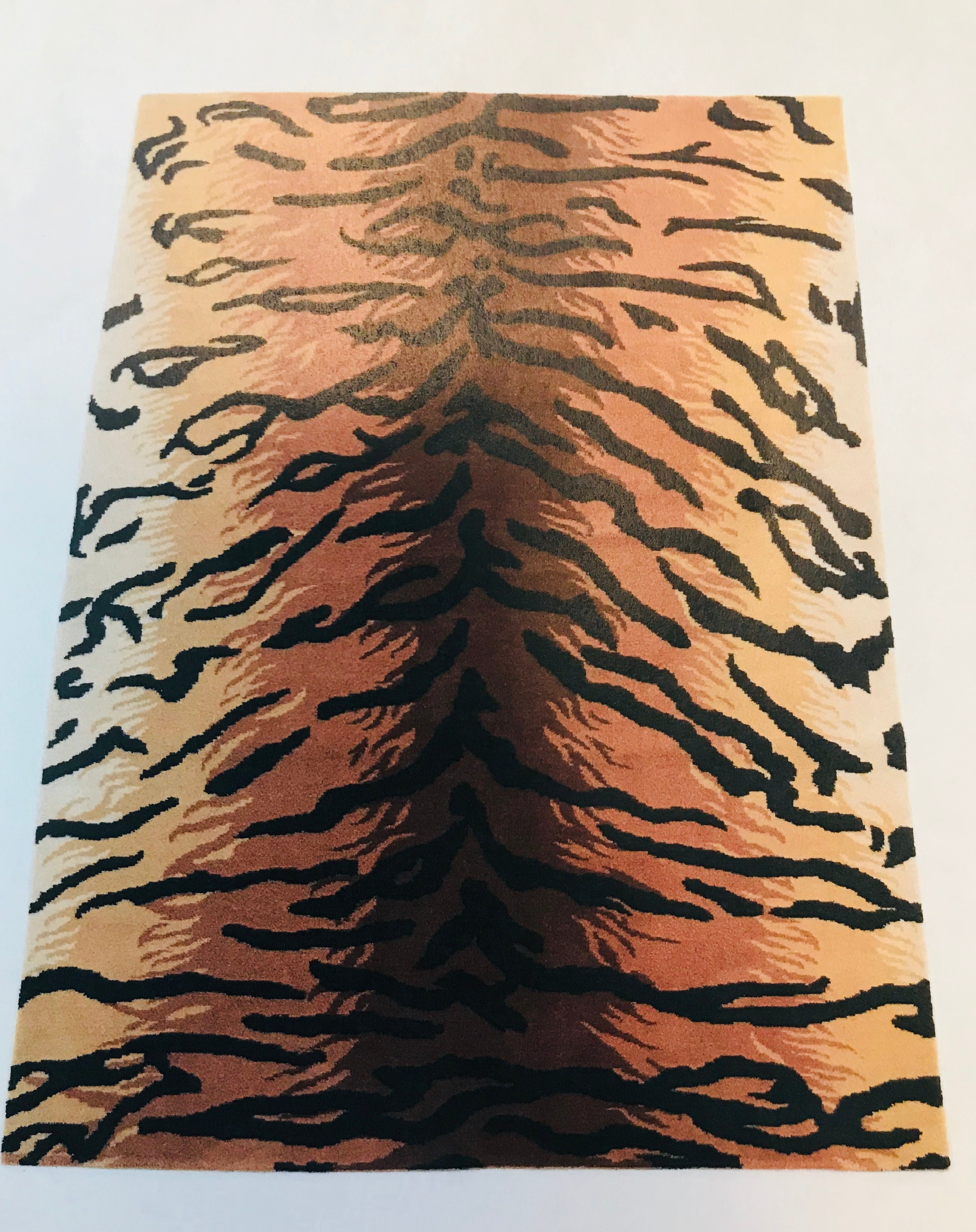 Fine Hand-Made Mid-Century Modern Safari Tiger Carpet