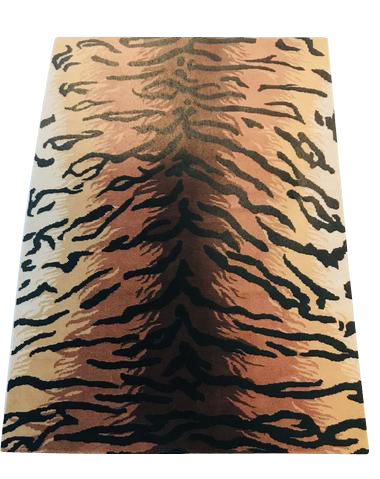 Fine Hand-Made Mid-Century Modern Safari Tiger Carpet