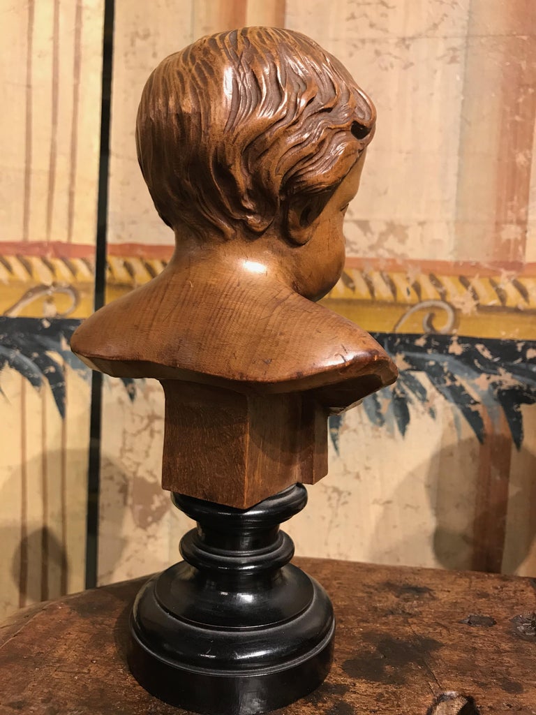 Pair of South German Carved Wood Busts of Putti