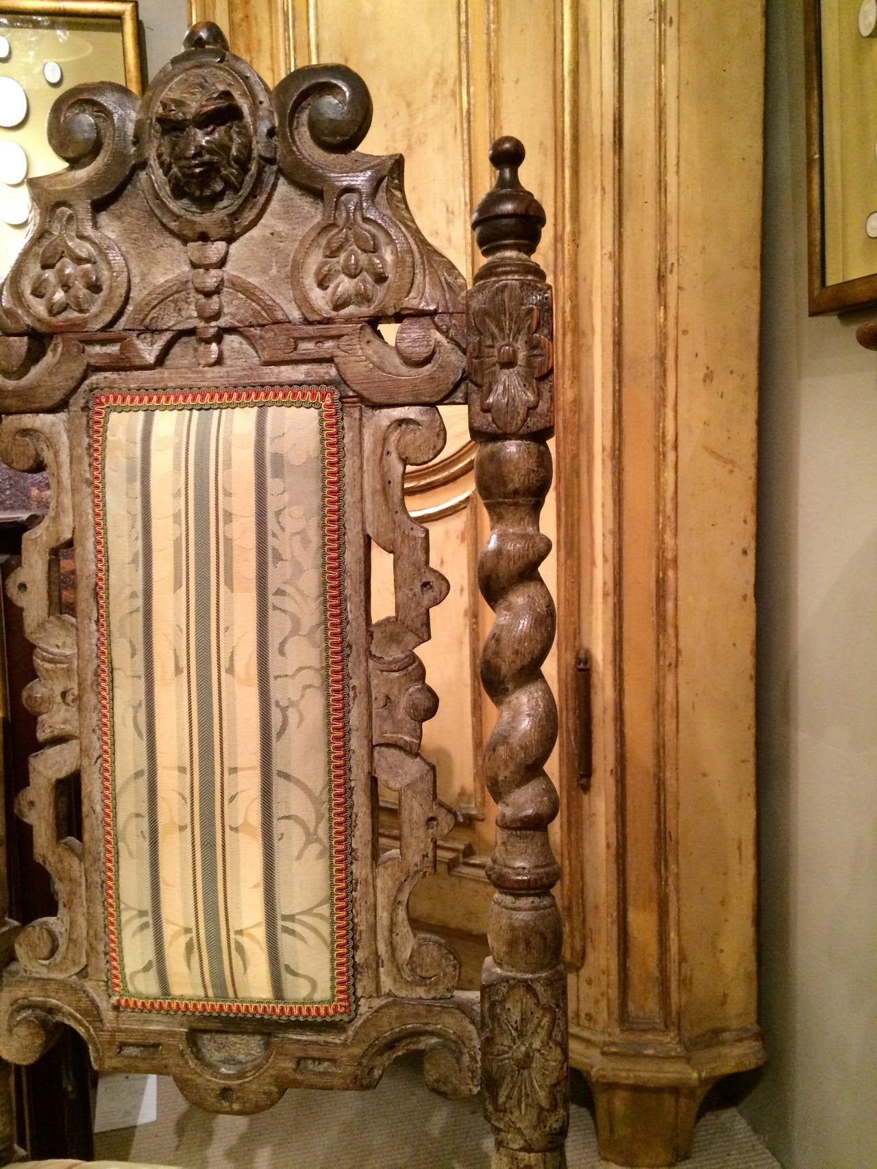 Pair 17th Century English Hall Chairs