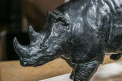 Bronze Rhino Sculpture by R. d’Andlau-Hombourg