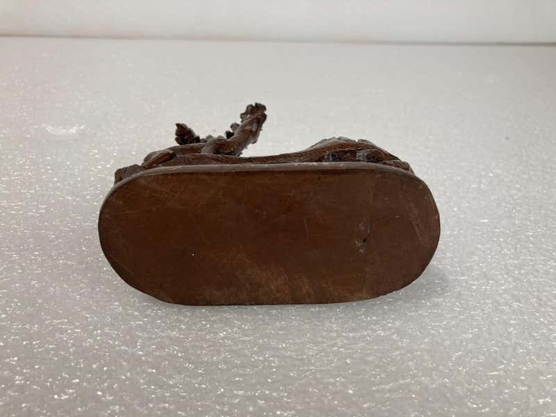 19th Century Swiss Black Forest Carving of a Stag and Tree Nut Dish