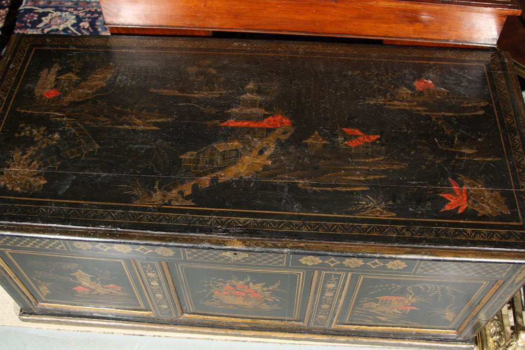 English Chinoiserie Painted Pine Chest