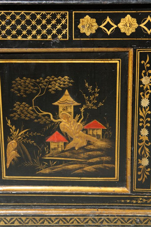 English Chinoiserie Painted Pine Chest