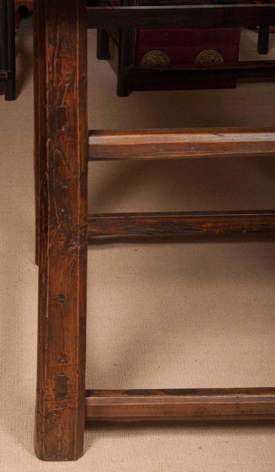 Square Stone-Topped Elmwood Table