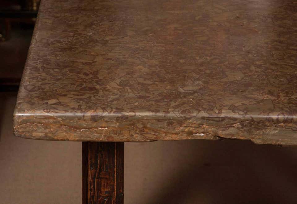 Square Stone-Topped Elmwood Table