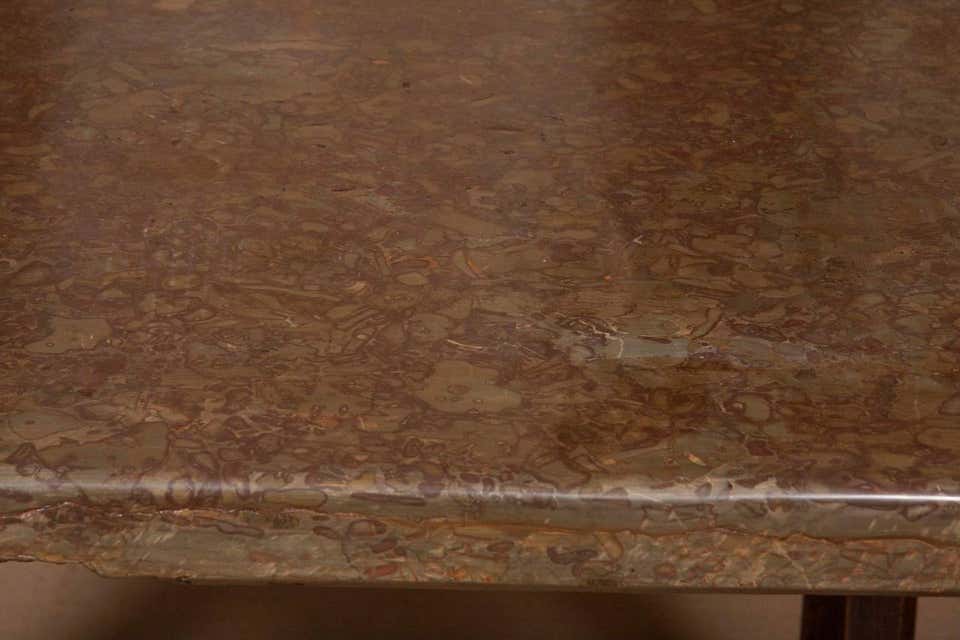 Square Stone-Topped Elmwood Table