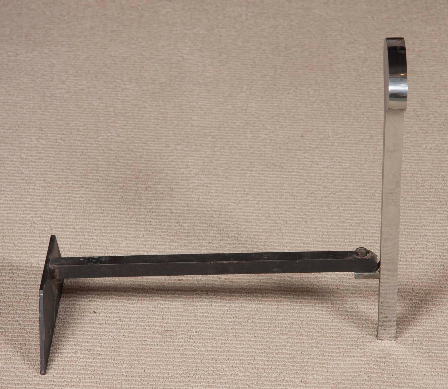 Chromed Steel Andirons Attributed to Francois Monnet