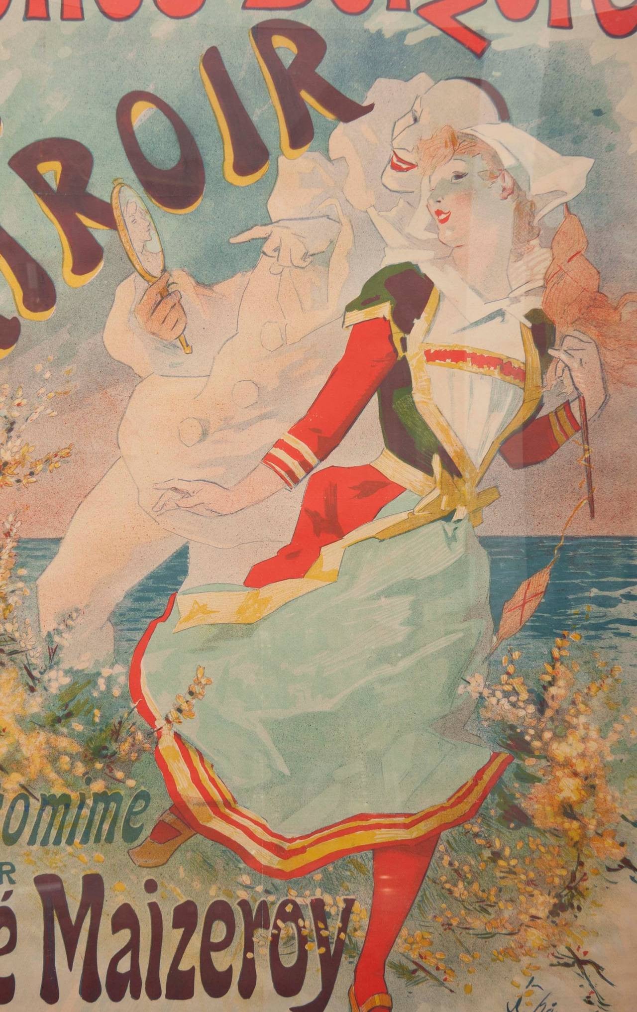 French Belle Epoque "Folies Bergere" Poster by French Artist Jules Cheret
