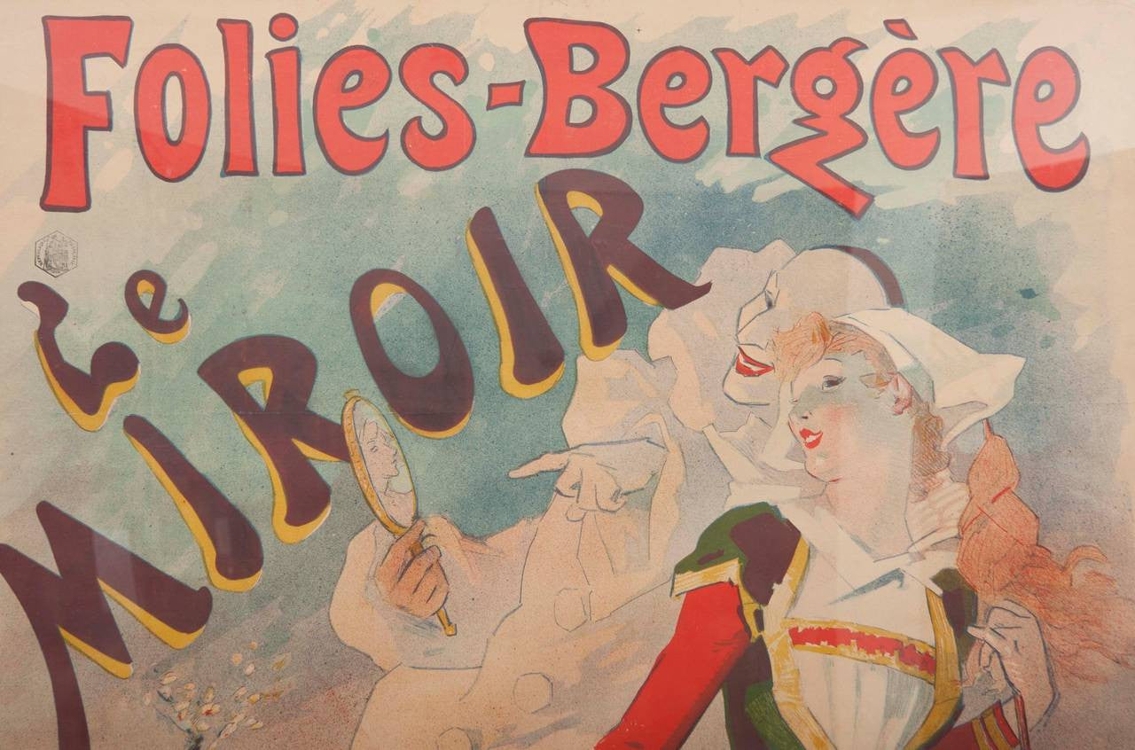 French Belle Epoque "Folies Bergere" Poster by French Artist Jules Cheret