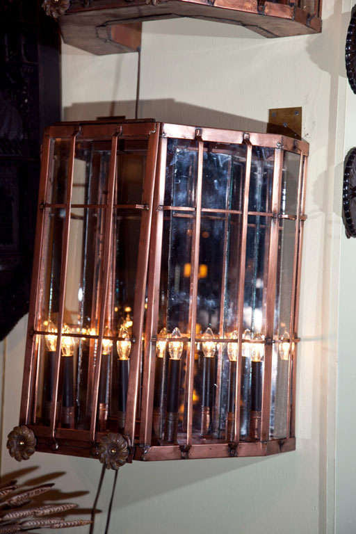 Monumental Pair of Copper Sconces